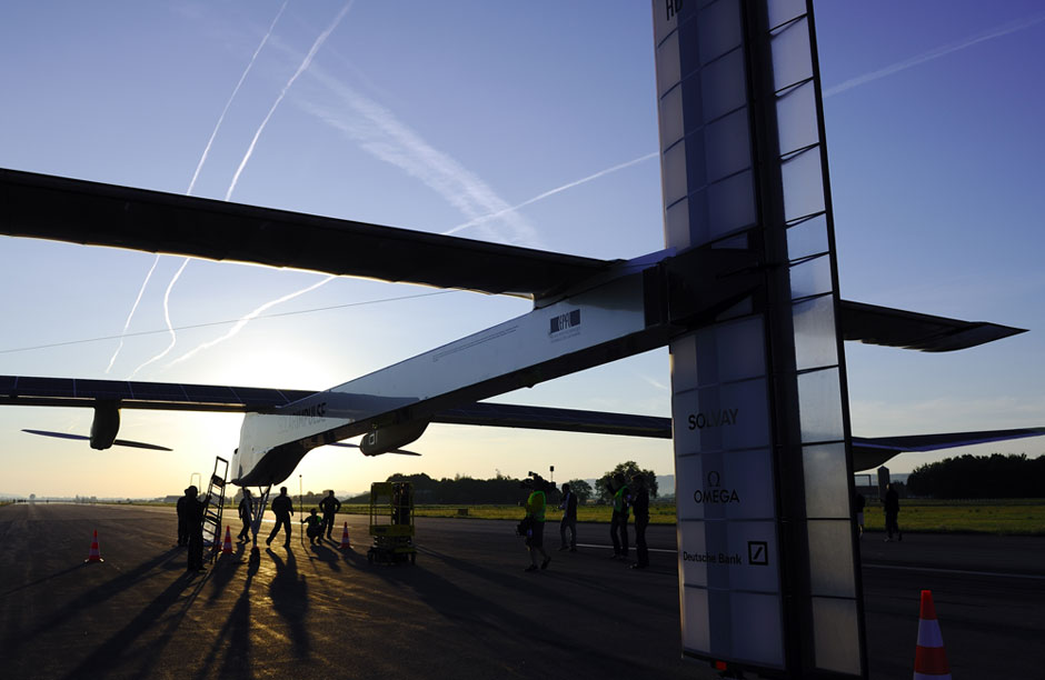 The Solar Impulse on about to take flight